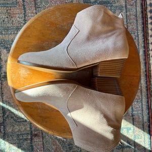 Anthropologie suede tan booties. Size 38. Like new condition.